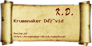 Krumenaker Dávid névjegykártya